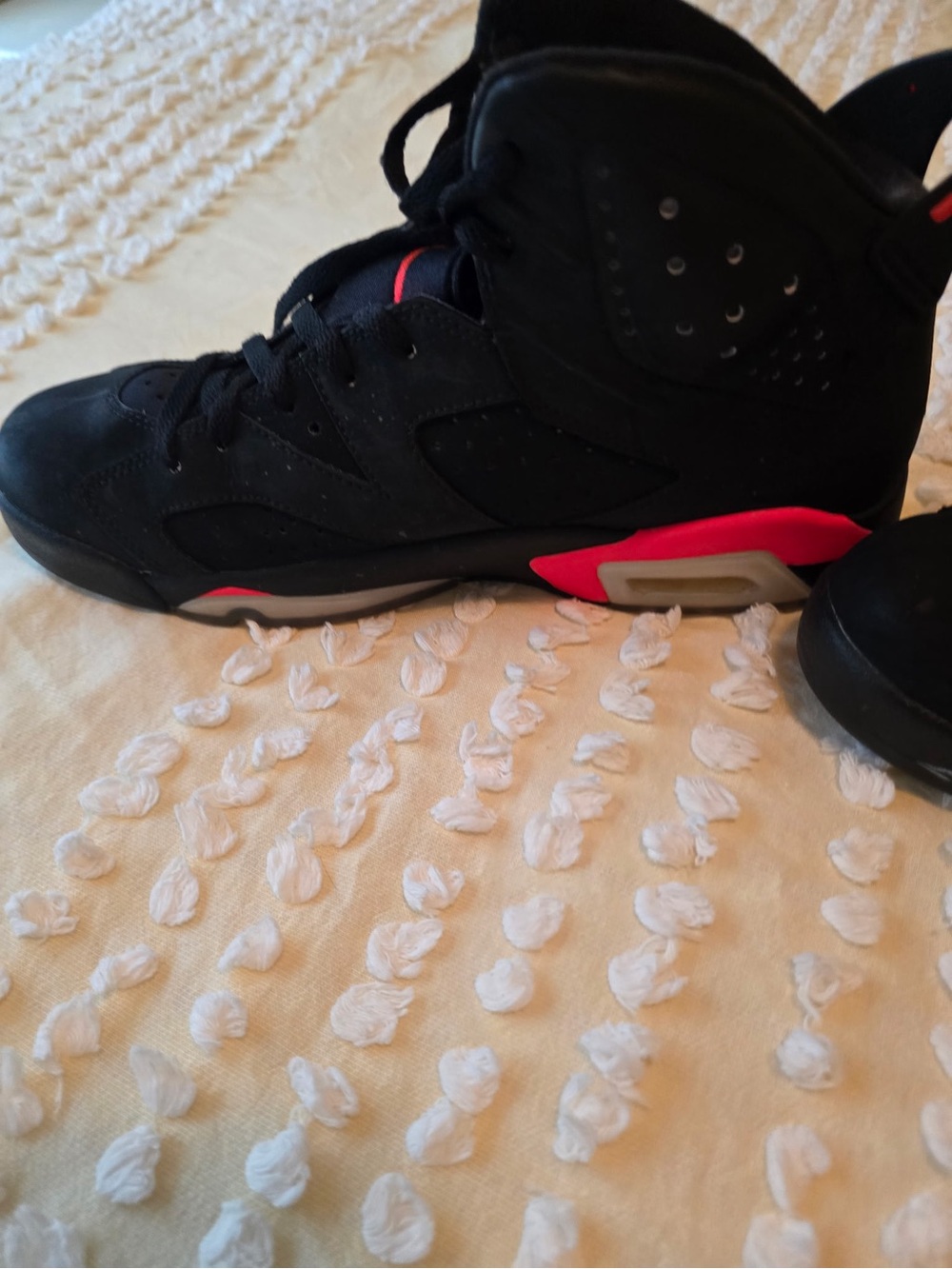 Jordan Kids Black with Red Accent High-Top Sneakers